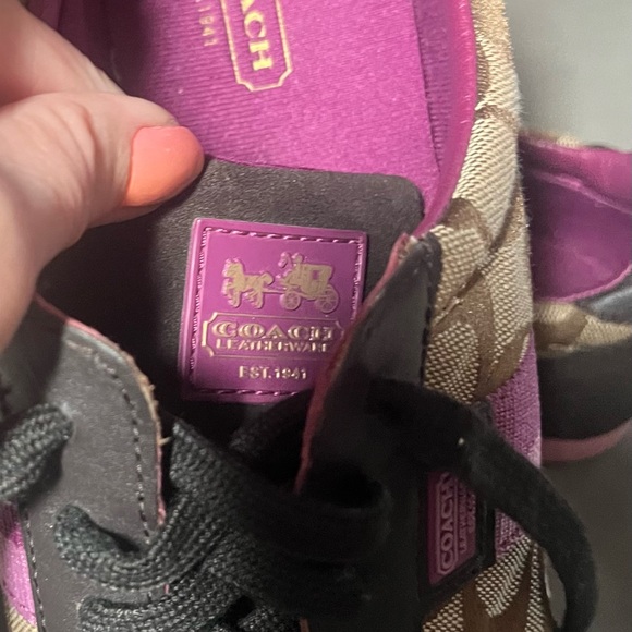Coach Joss Sneakers. Worn ones like new condition. Brown with Purple Accents. - Picture 5 of 7